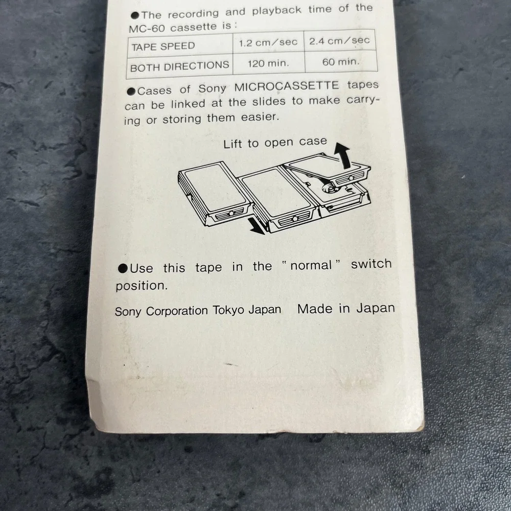 Sony MC-60‎ Microcassette 60 Minute Normal Position 3-Pack 3MC-60 Made in Japan